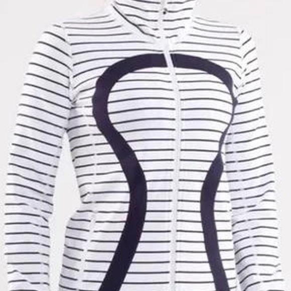 Lululemon In Stride Jacket in Navy & White Stripes Size 10 - Picture 1 of 6
